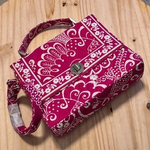 Vera Bradley Twirly Birds Pink Julia Turn Lock Adjustable Strap Shoulder Handbag